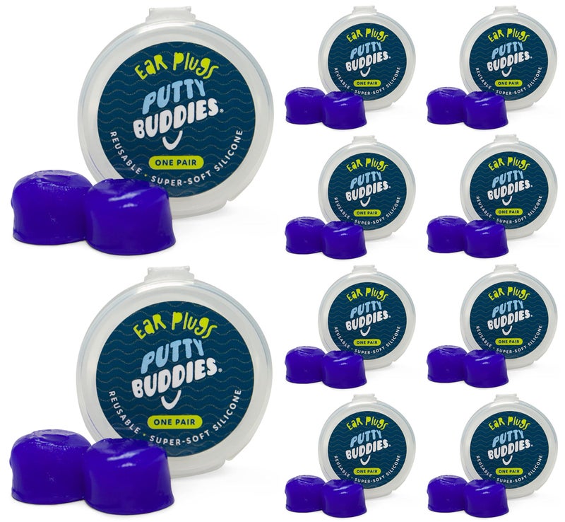 PUTTY BUDDIES Ear Plugs 10-Pair Pack - Soft Silicone Ear Plugs for Swimming & Bathing - Invented by ENT Physician - Block Water - Premium Swimming Earplugs - Doctor Recommended (Blue) - Image 1